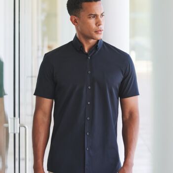Henbury Short Sleeved Cotton Feel Coolplus® Shirt Thumbnail