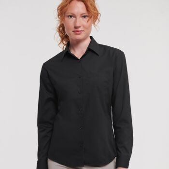 Russell Collection Ladies Long Sleeve Easy Care Poplin Shirt Thumbnail