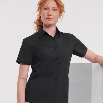 Russell Collection Ladies Short Sleeve Easy Care Poplin Shirt Thumbnail