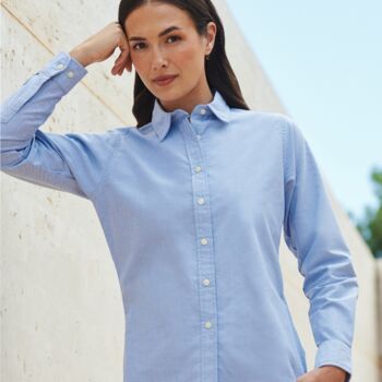 Henbury Ladies Long Sleeve Classic Oxford Shirt Thumbnail