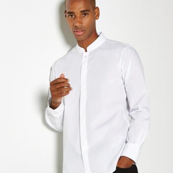 Kustom Kit Long Sleeve Tailored Mandarin Collar Shirt Thumbnail