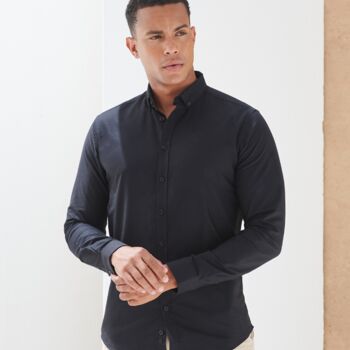 Henbury Modern Long Sleeve Slim Fit Oxford Shirt Thumbnail