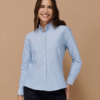 Henbury Ladies Modern Long Sleeve Regular Fit Oxford Shirt Thumbnail