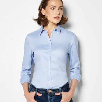 Kustom Kit Ladies Long Sleeve Tailored Stretch Oxford Shirt Thumbnail