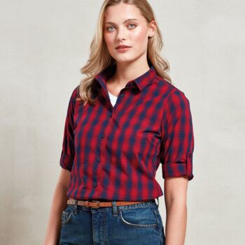 Premier Ladies Mulligan Check Long Sleeve Shirt Thumbnail